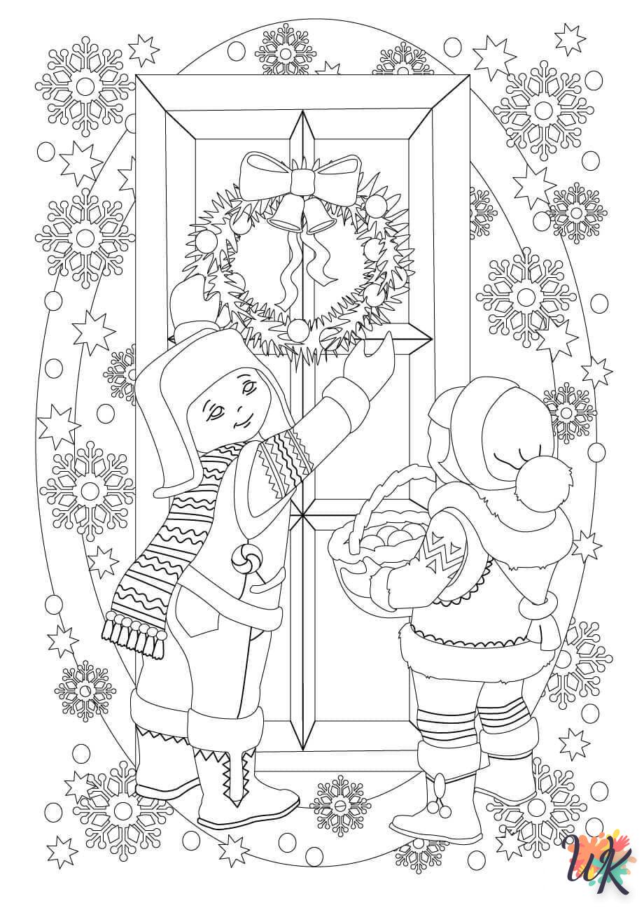 coloriage Couronne de Noël  d'enfant a imprimer 2