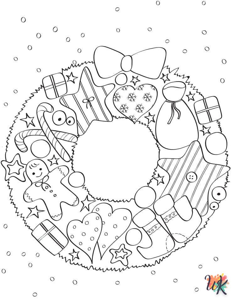 coloriage Couronne de Noël  d'enfant a imprimer 1