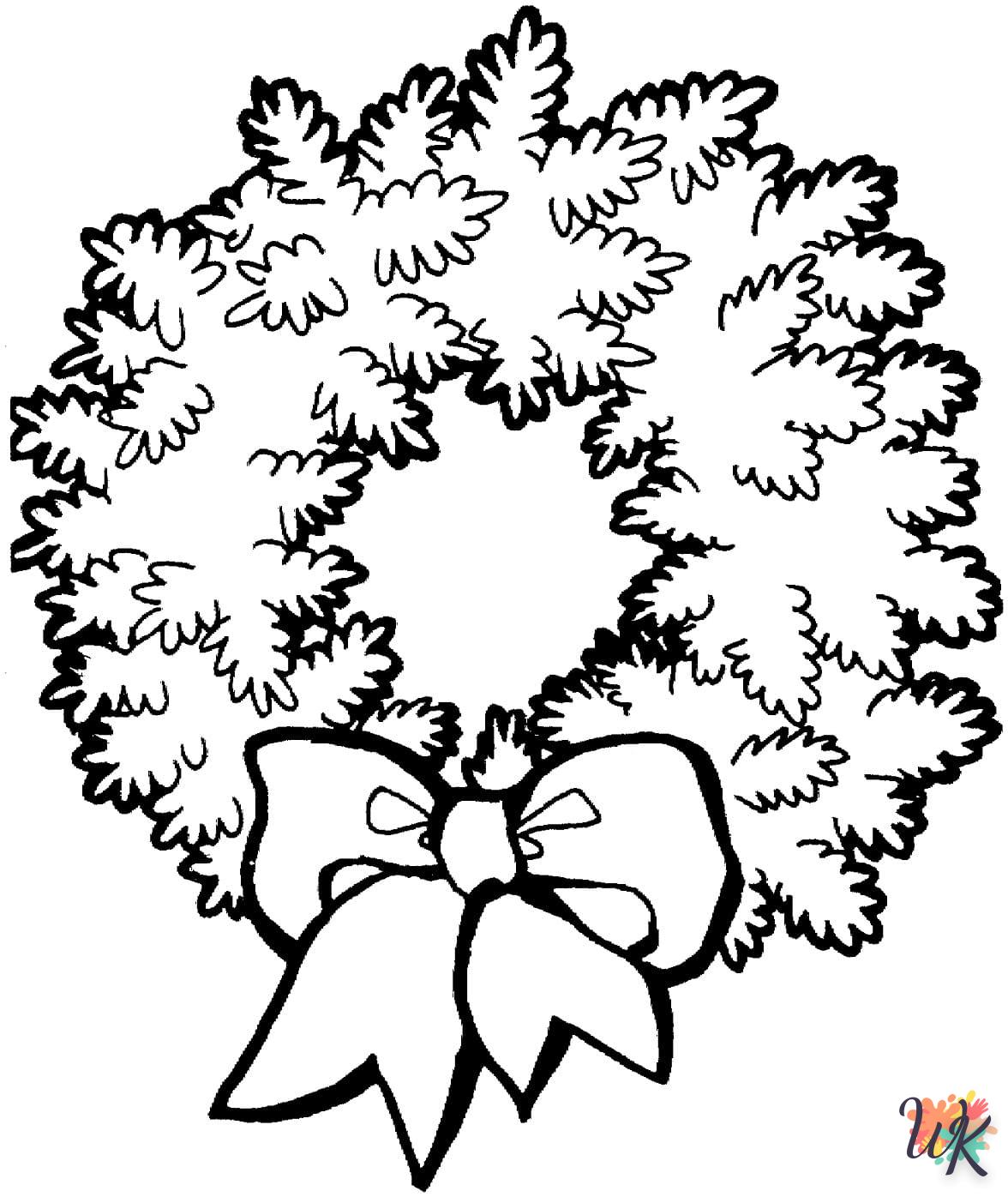 coloriage Couronne de Noël  à imprimer kawaii