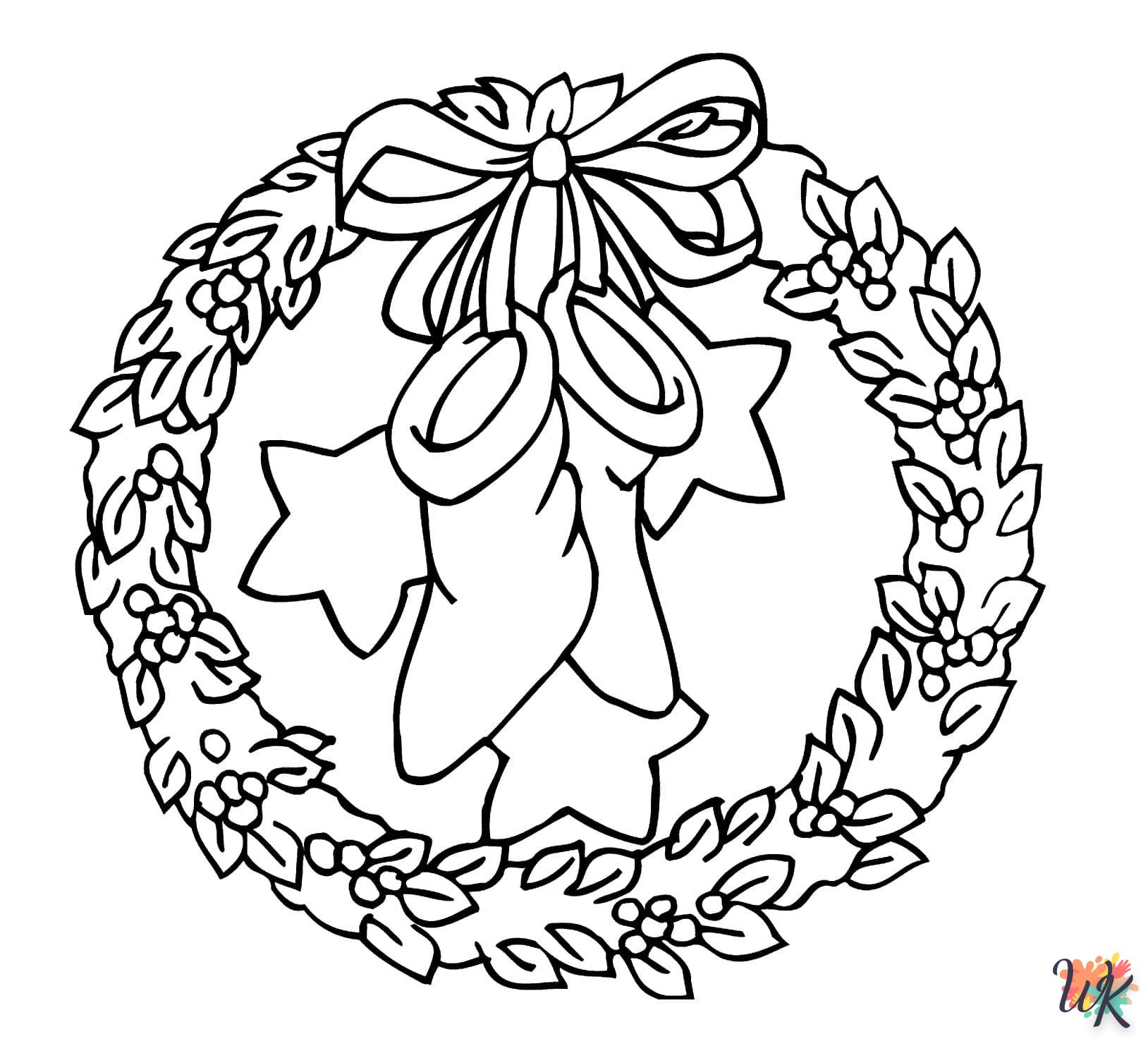 coloriage Couronne de Noël  pour enfants a imprimer