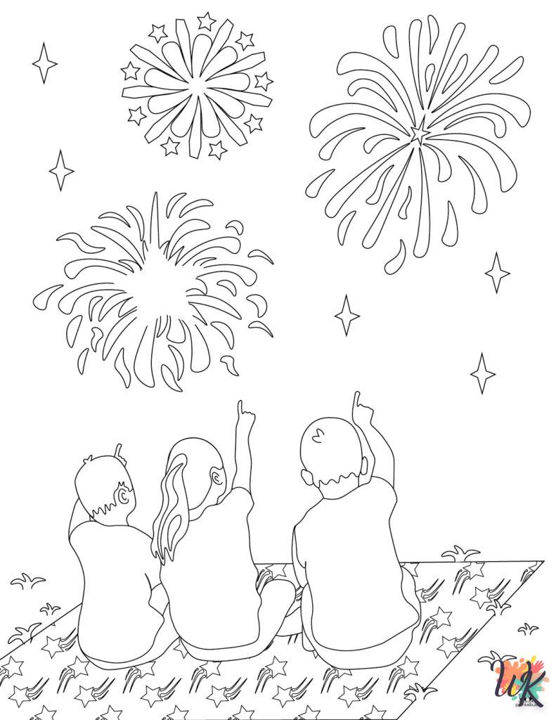 coloriage Feu d'artifice  7 ans en ligne gratuit à imprimer