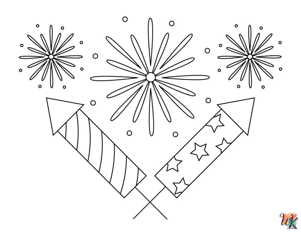 image pour coloriage Feu d'artifice  enfant