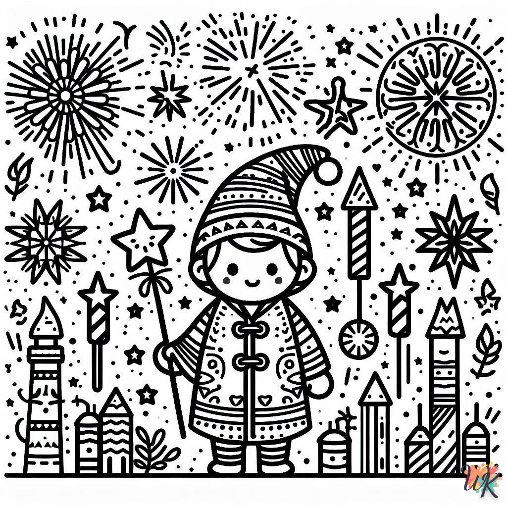 coloriage Feu d'artifice  en ligne pour enfant