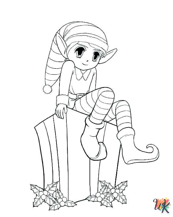 télécharger coloriage Fille Elfe pour Noël  gratuit