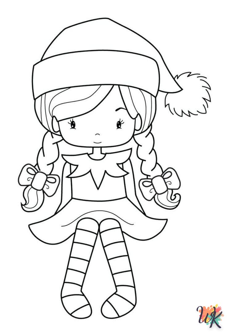 coloriage Fille Elfe pour Noël  en ligne gratuit pour 12 ans