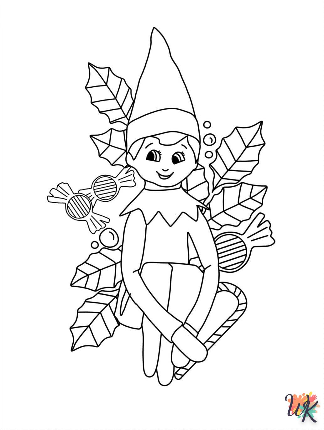 coloriage Fille Elfe pour Noël  pour lutter contre le stress