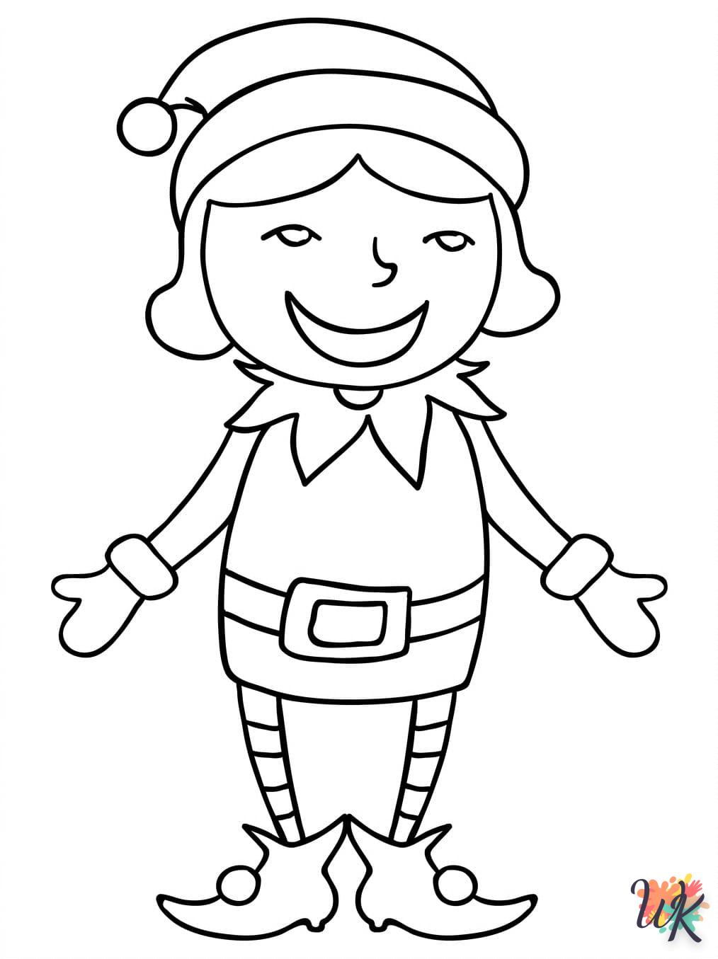 coloriage Fille Elfe pour Noël  à imprimer pour enfant de 4 ans