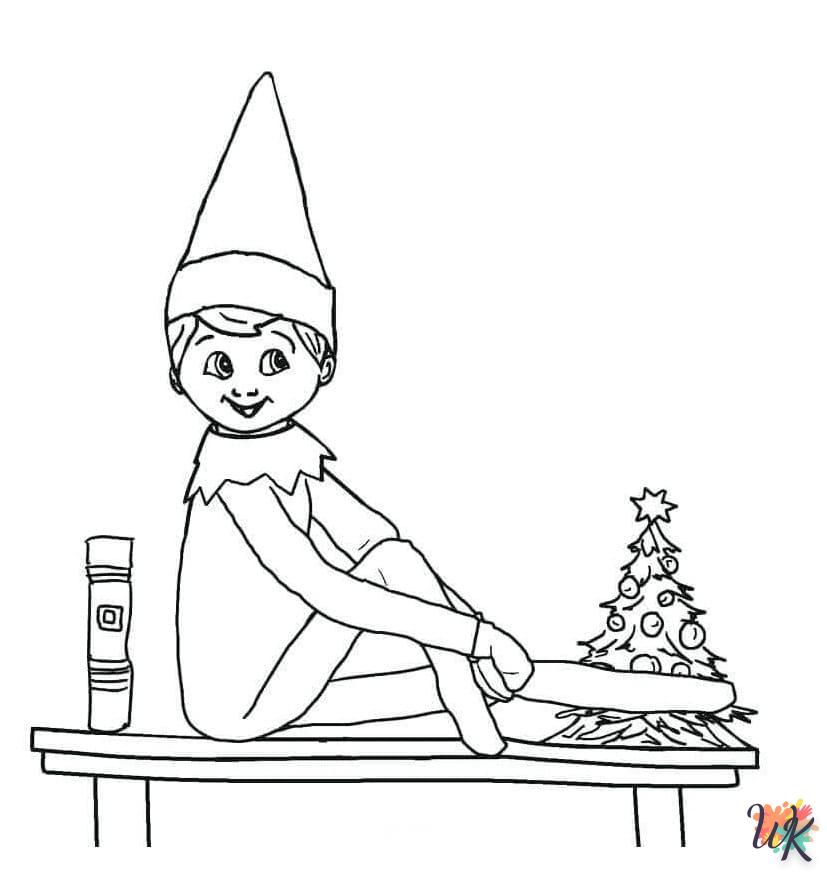 coloriage Fille Elfe pour Noël  pour lutter contre le stress 1