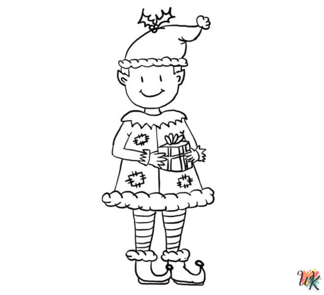 coloriage Fille Elfe pour Noël  pour enfant de 4 ans