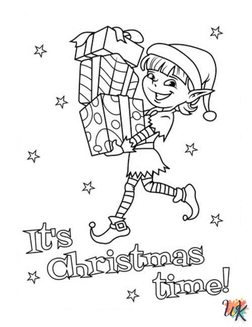 imprimer coloriage Fille Elfe pour Noël  pour enfant