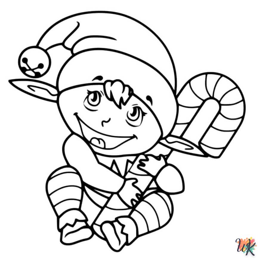 coloriage Fille Elfe pour Noël  à imprimer kawaii