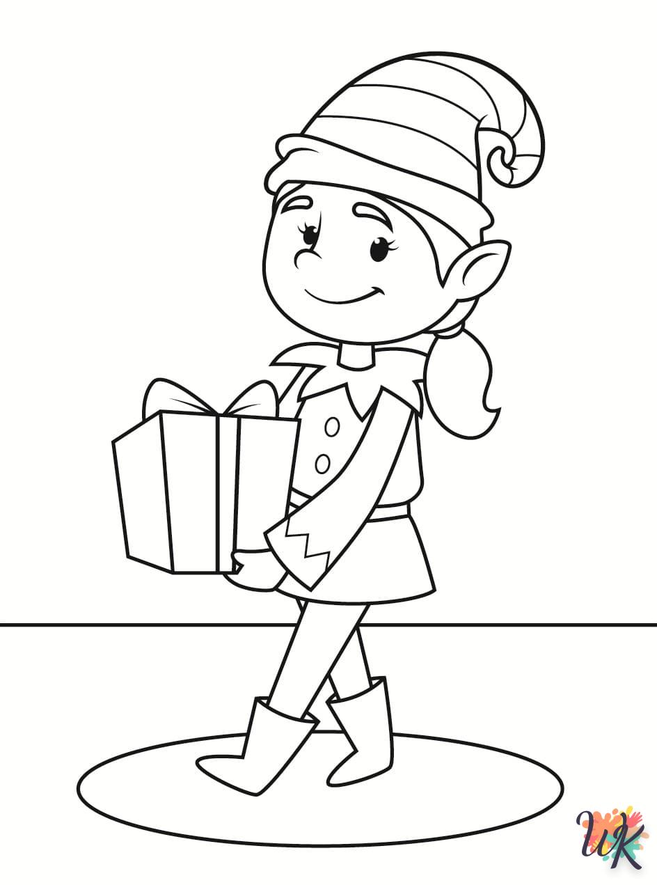 coloriage Fille Elfe pour Noël  enfant a imprimer