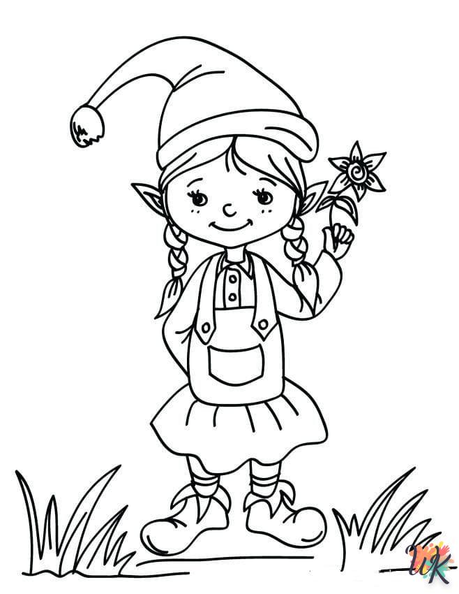 coloriage Fille Elfe pour Noël  à imprimer pdf gratuit