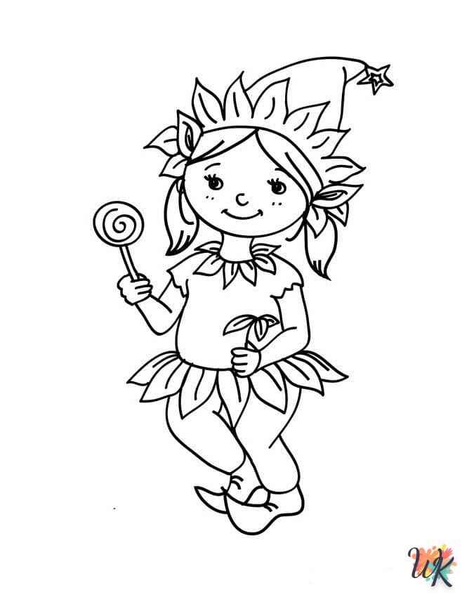 coloriage Fille Elfe pour Noël  à imprimer pour enfant de 7 ans