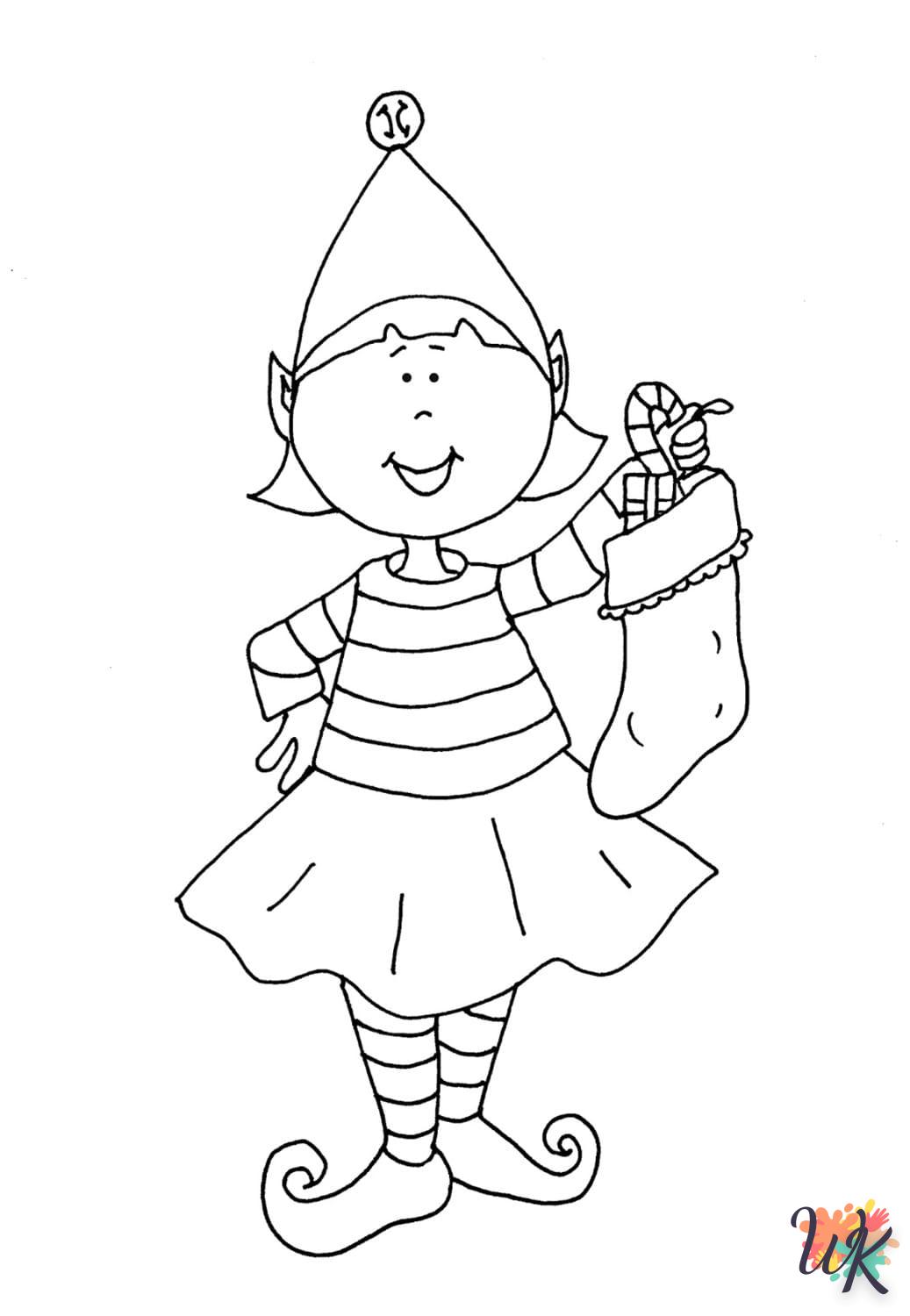 coloriage Fille Elfe pour Noël  en ligne pour enfant