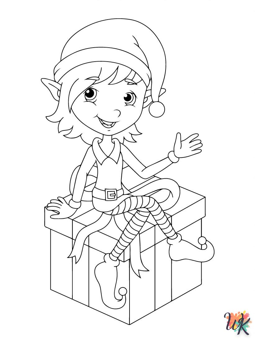 coloriage Fille Elfe pour Noël  animaux enfant a imprimer