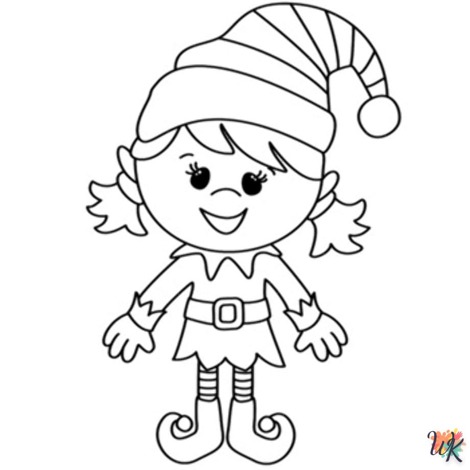 coloriage Fille Elfe pour Noël  pour enfant de 3 ans