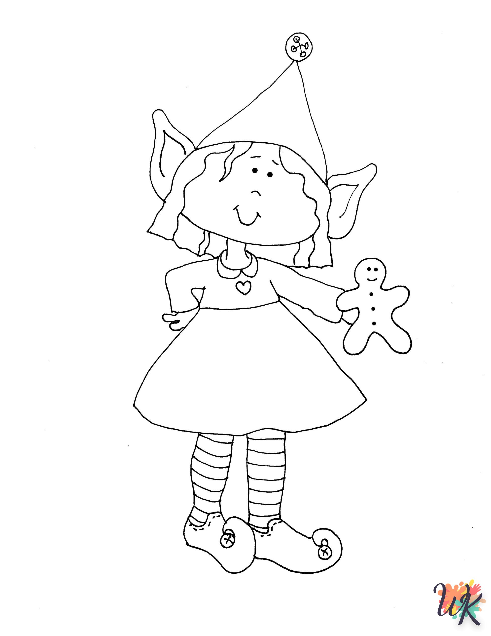 coloriage Fille Elfe pour Noël  a imprimer gratuitement