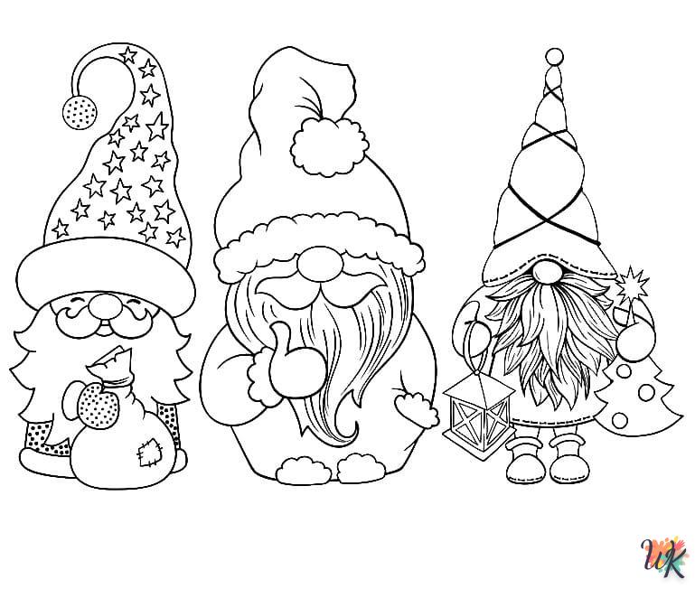 imprimer coloriage Gnomes de Noël  gratuit