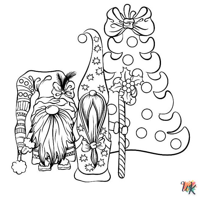 coloriage Gnomes de Noël  pour enfant de 8 ans