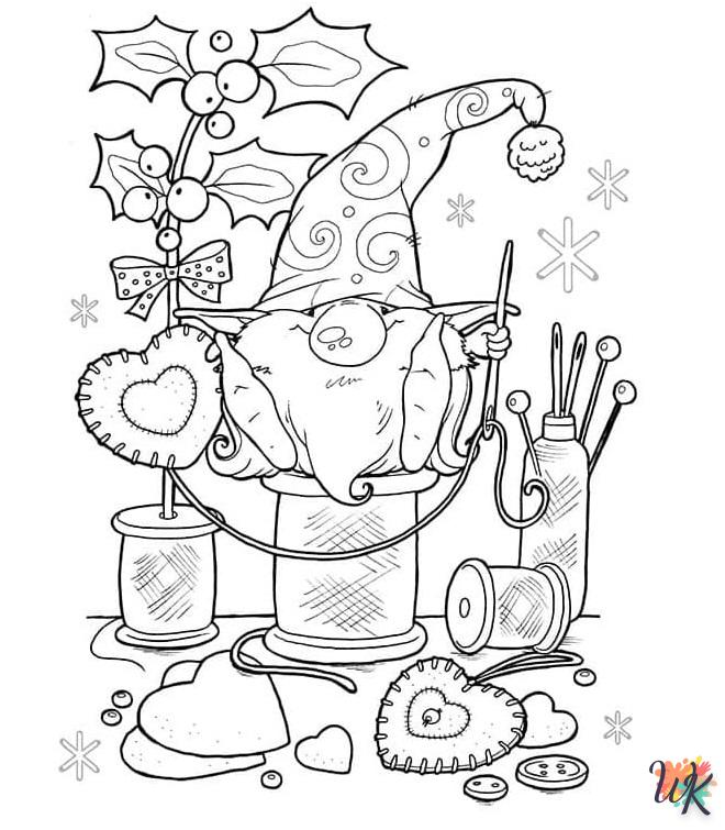 coloriage Gnomes de Noël  à imprimer pour enfant de 7 ans