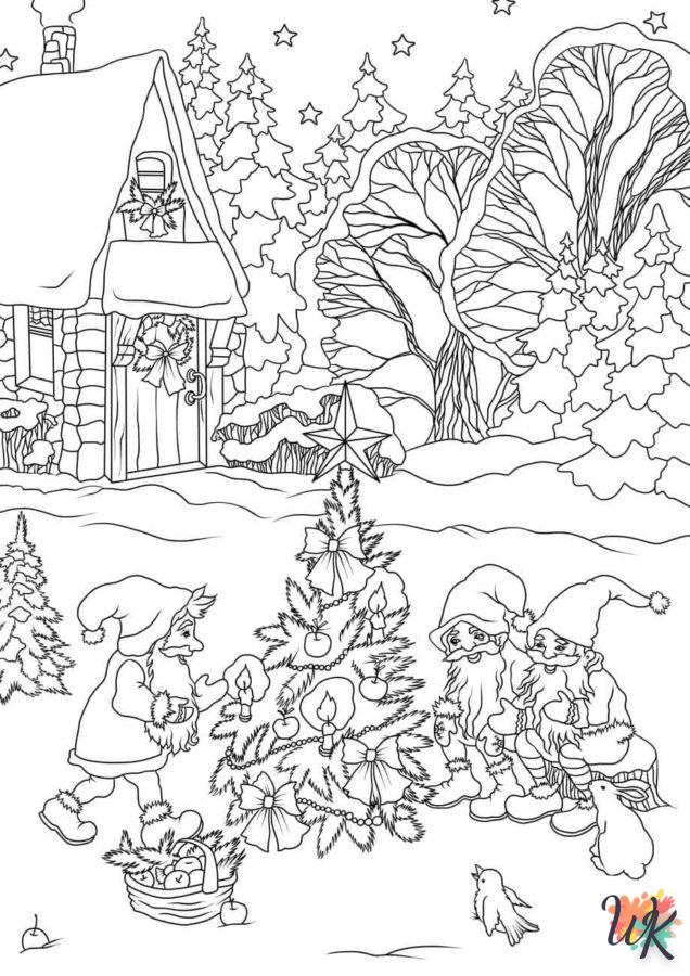 coloriage Gnomes de Noël  à imprimer pour enfant de 4 ans