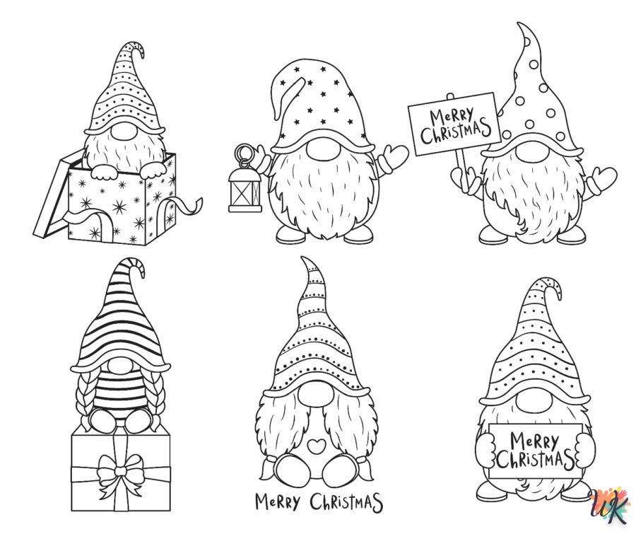 coloriage Gnomes de Noël  enfant à imprimer pdf 1