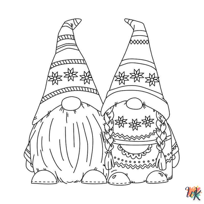 coloriage Gnomes de Noël  pour enfant a imprimer