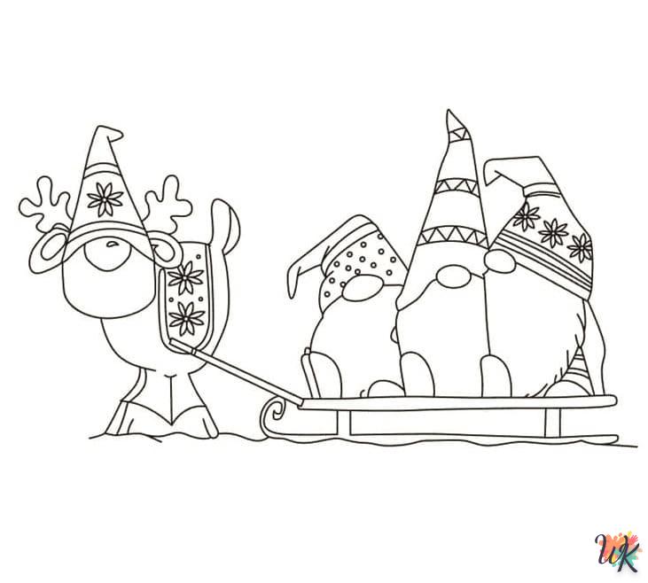 coloriage Gnomes de Noël  et découpage à imprimer