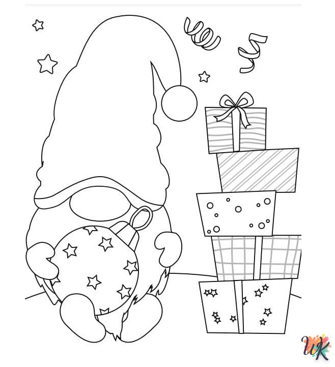 coloriage Gnomes de Noël  gratuit en ligne