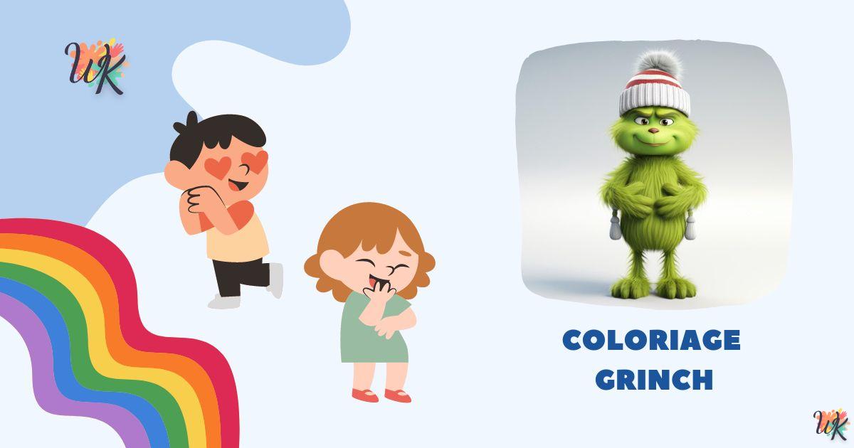 Coloriage Grinch Adorable personnage vole le réveillon Noël