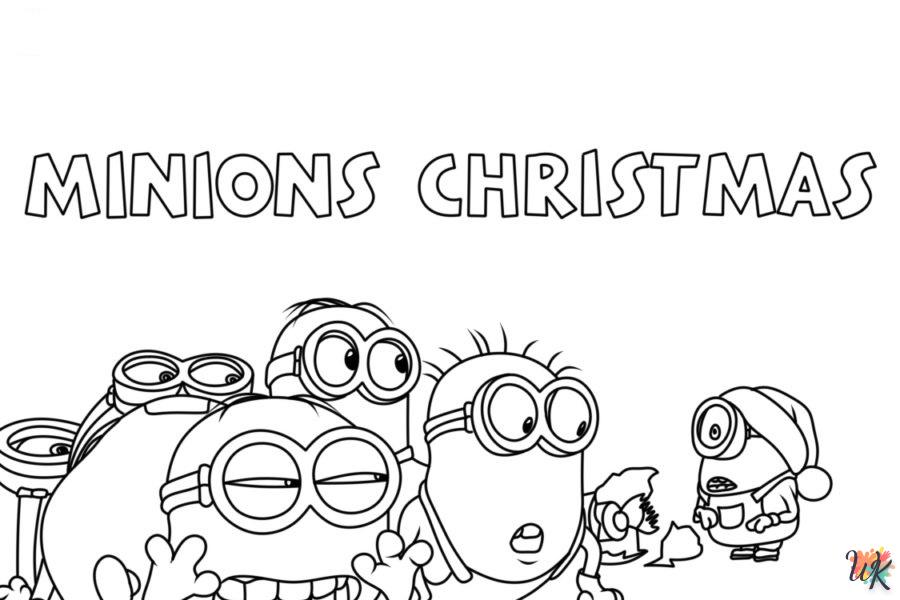 coloriage Noël des Minions  enfant a imprimer