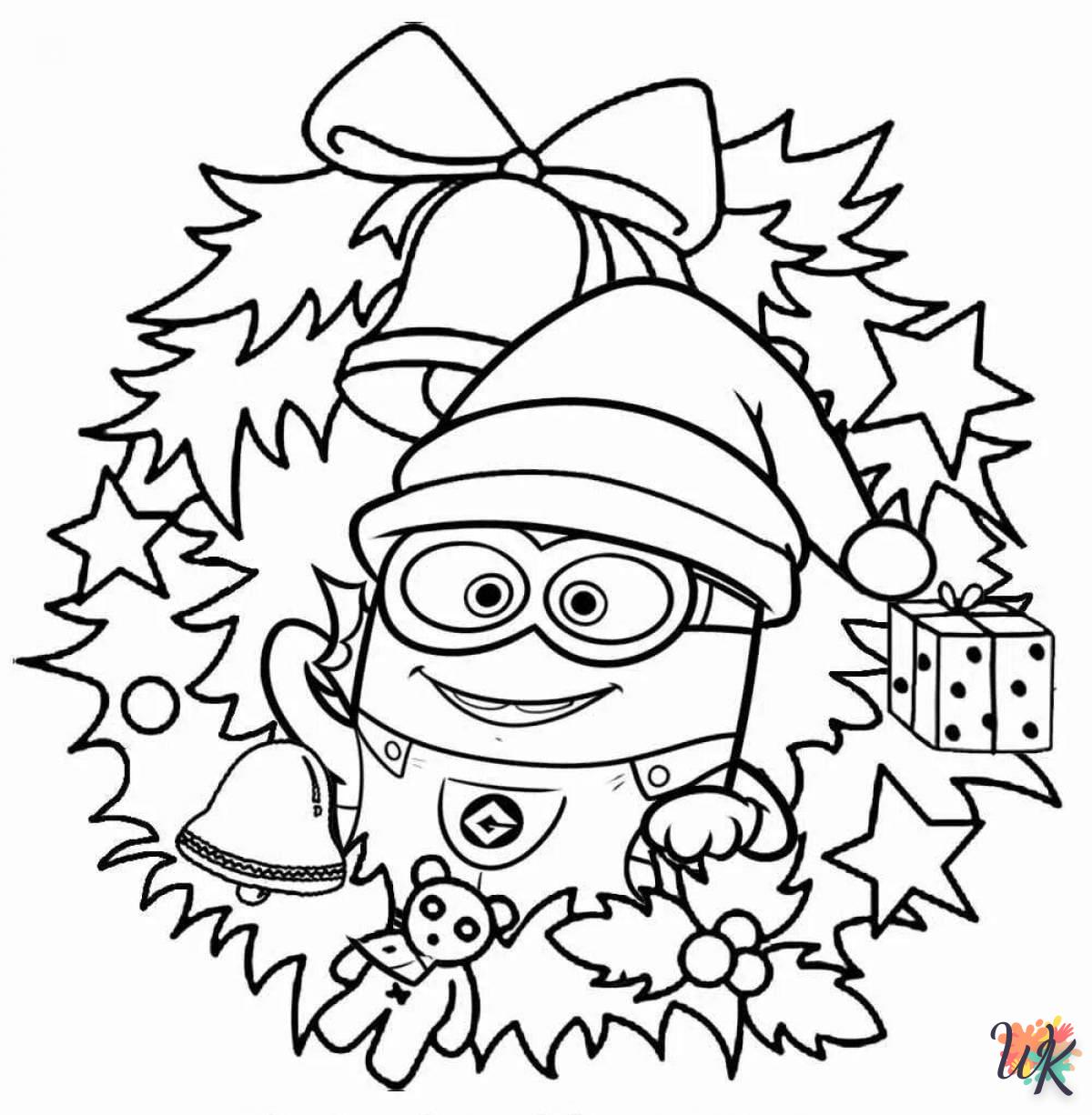 coloriage Noël des Minions  à imprimer pour enfant de 4 ans 1