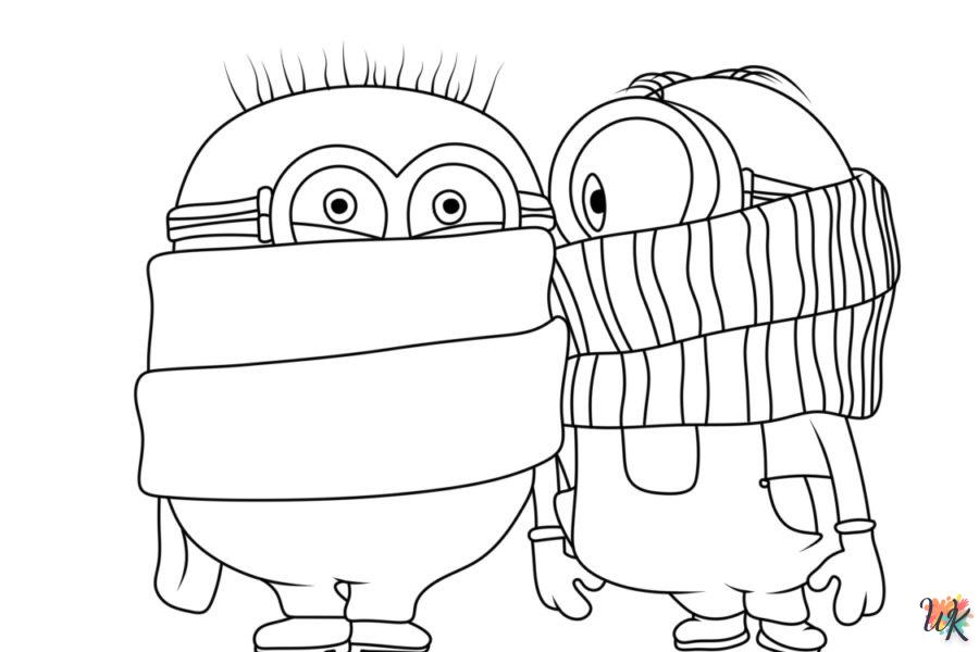 coloriage Noël des Minions  enfant à imprimer