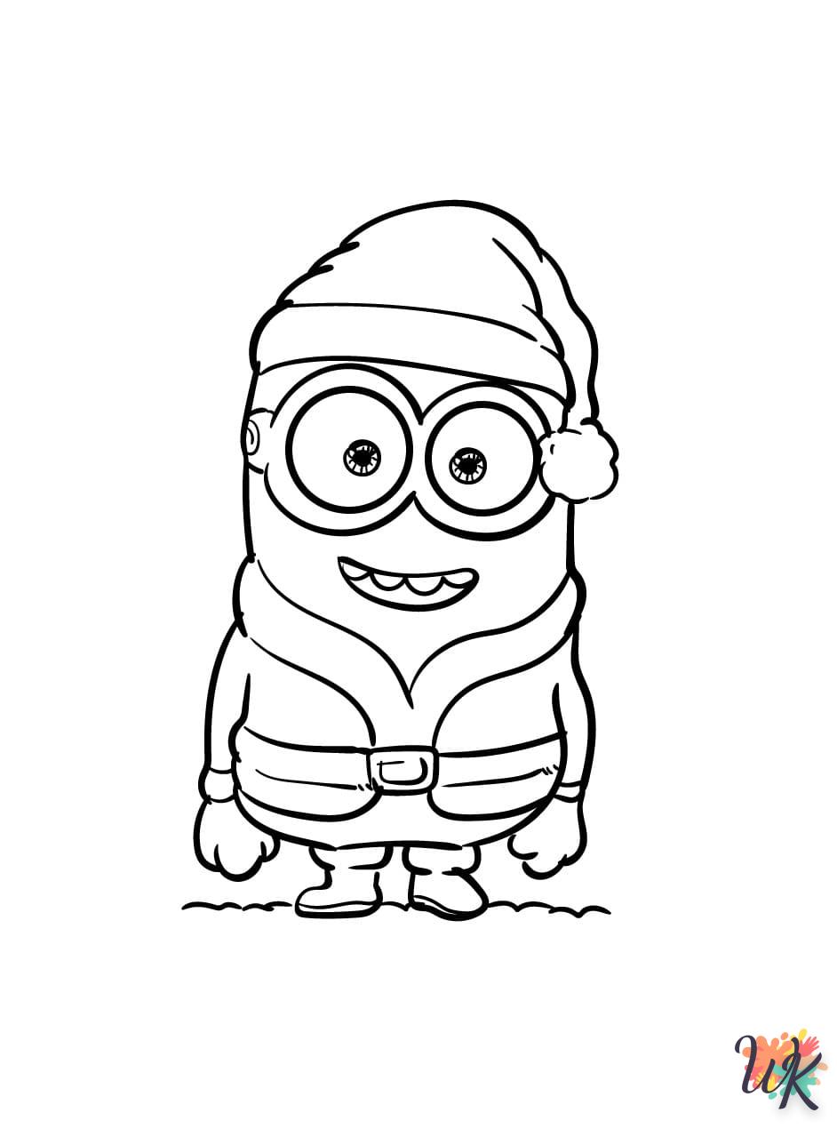 coloriage Noël des Minions  et decoupage a imprimer gratuit