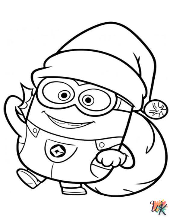 coloriage Noël des Minions  a imprimer enfant 10 ans