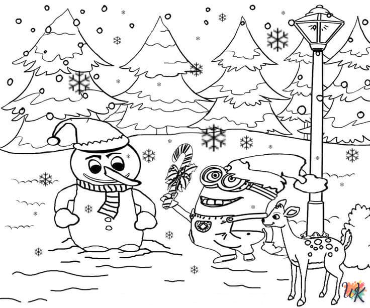 coloriage Noël des Minions  a colorier en ligne 1