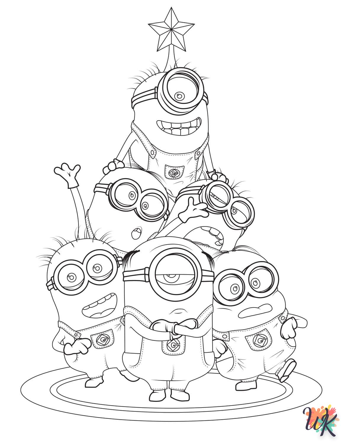 coloriage Noël des Minions  pour enfant de à imprimer