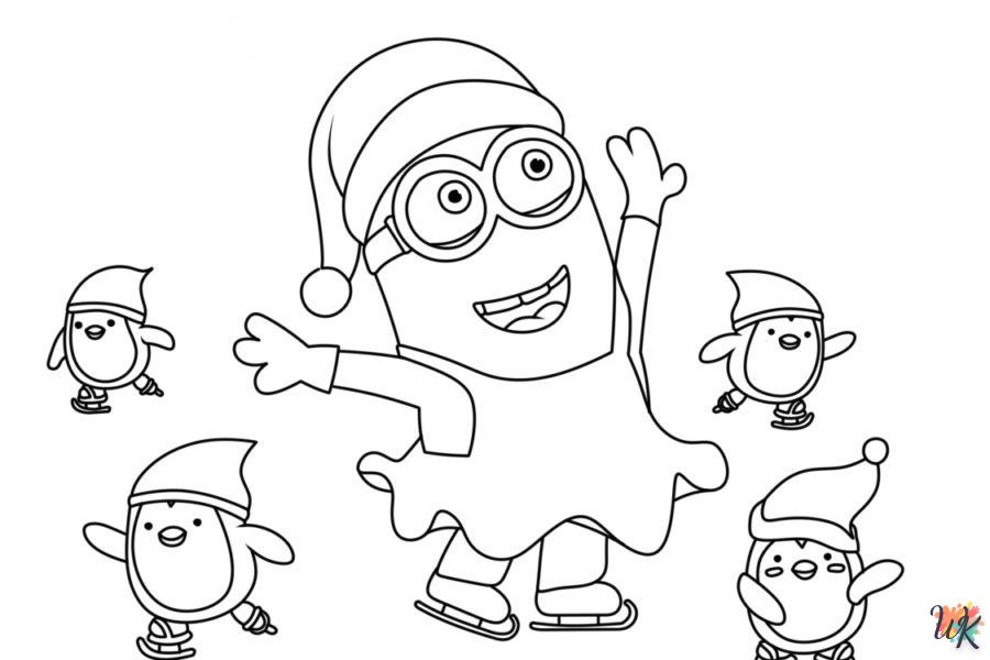 coloriage Noël des Minions  a dessiner et imprimer