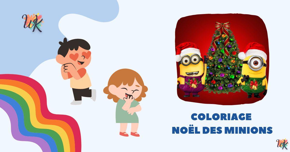 Coloriage Noël des Minions pour enfants imprimable