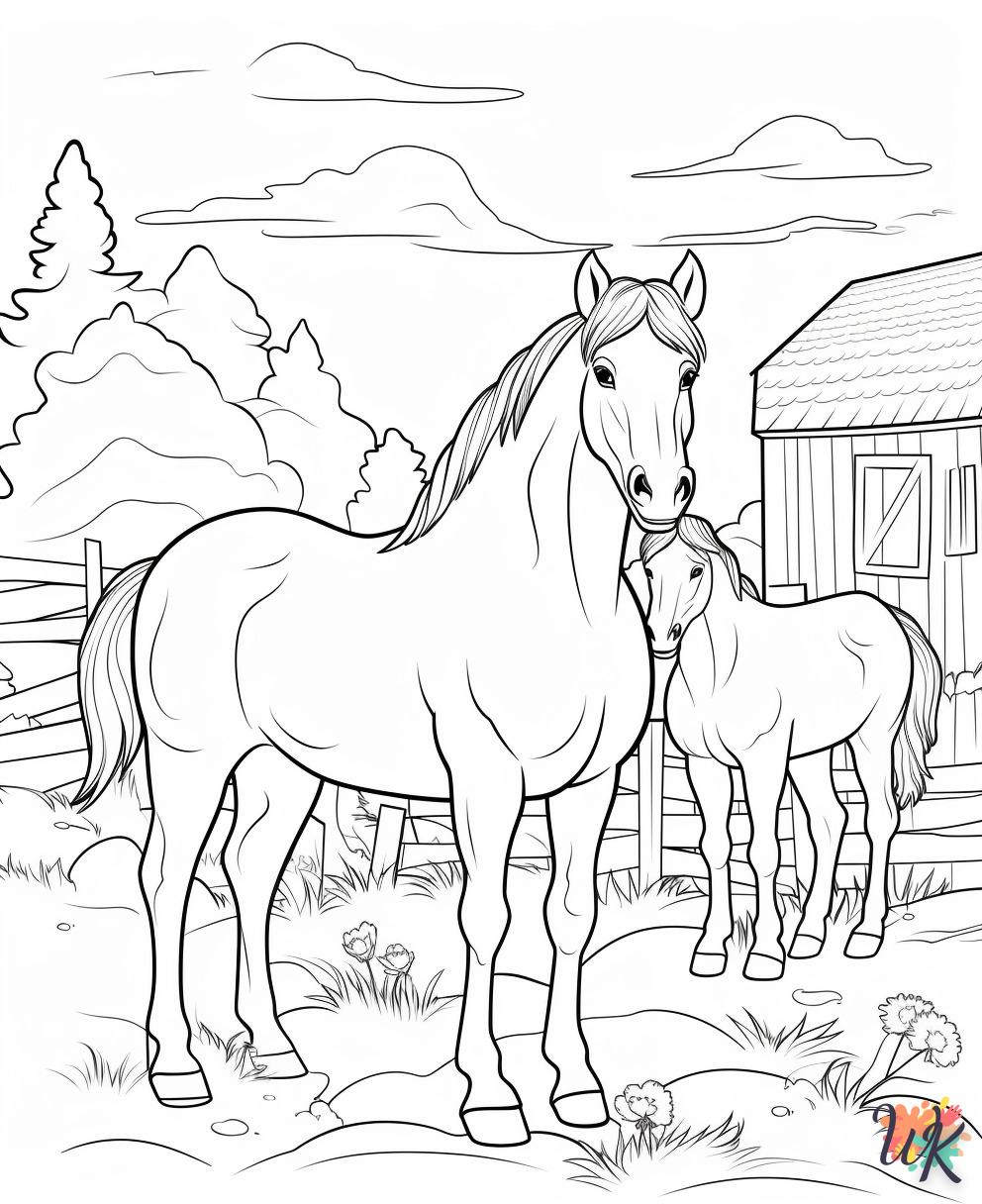 coloriage chevaux  à imprimer pour enfant de 7 ans