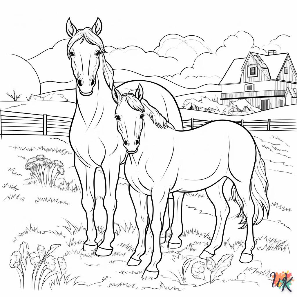 coloriage chevaux  et decoupage