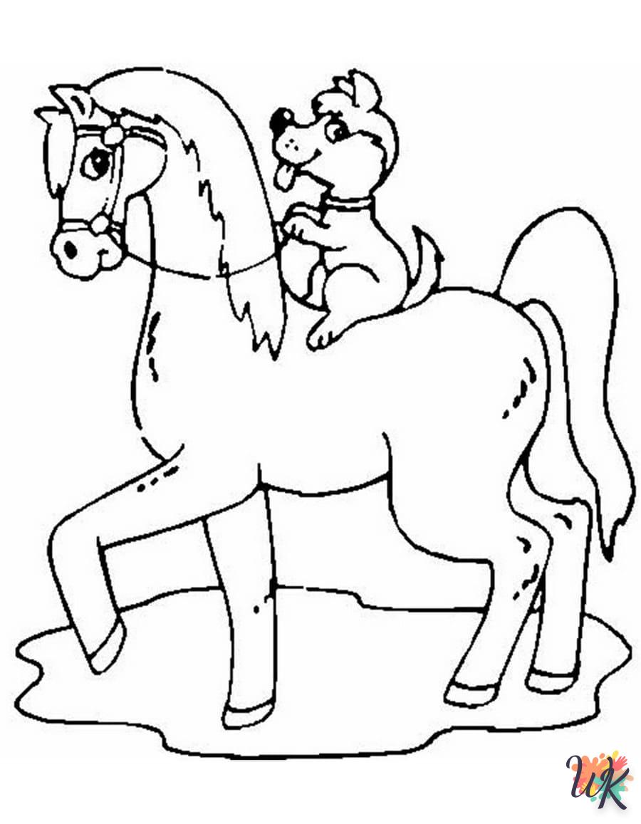 coloriage chevaux  enfant à imprimer pdf 1