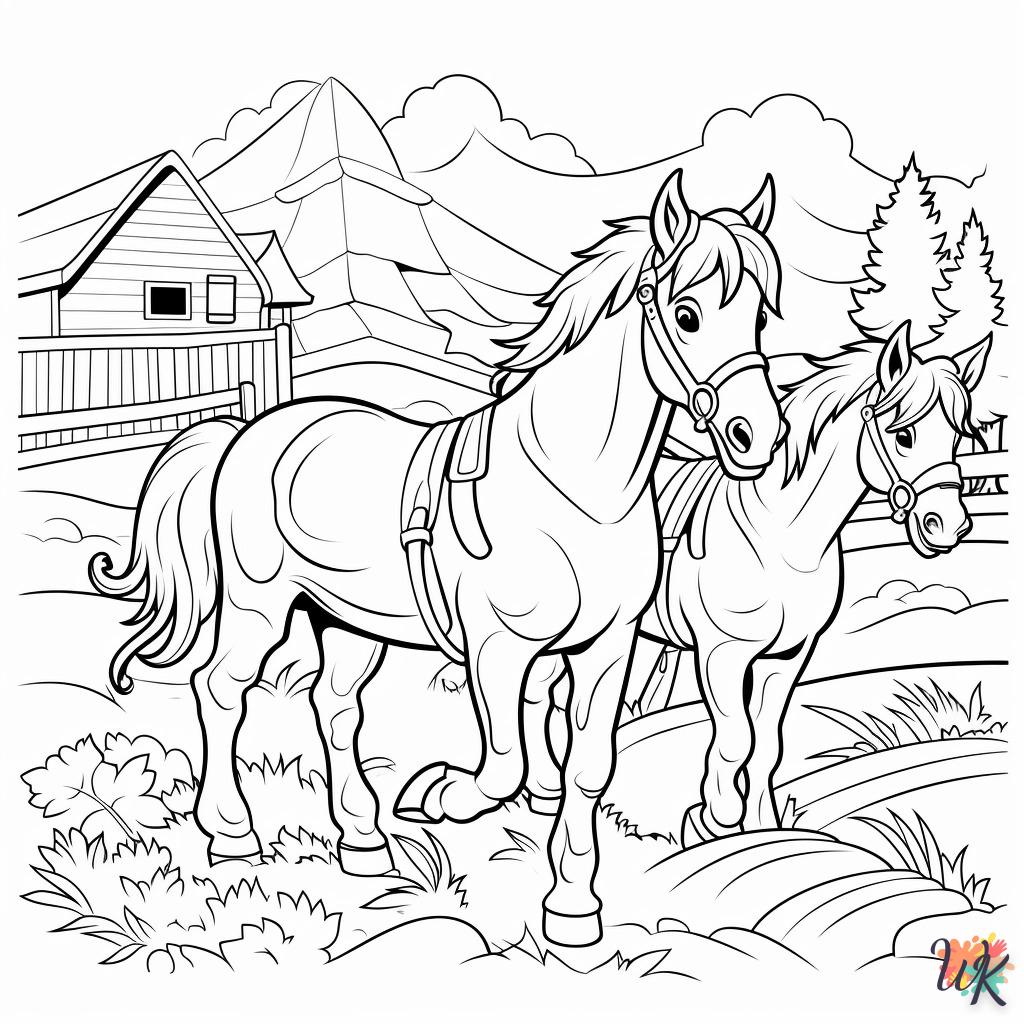 coloriage chevaux  de pour enfants