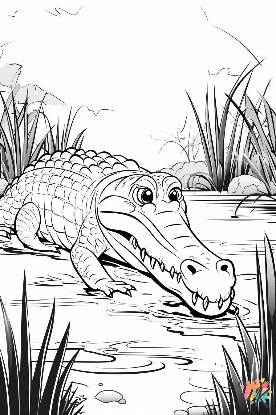 coloriage Crocodile  à imprimer pour enfant de 9 ans