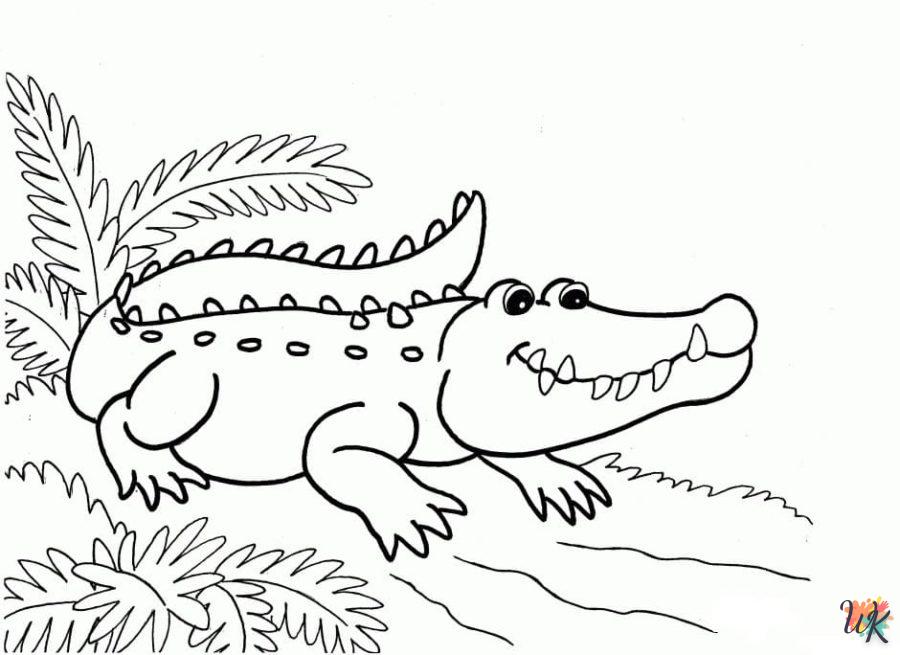 coloriage Crocodile  automne en ligne gratuit à imprimer