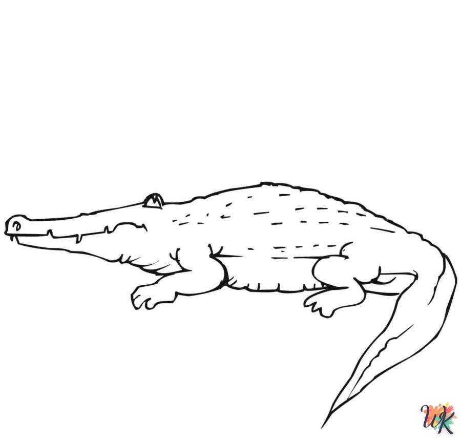 coloriage Crocodile  de noël gratuit à imprimer en ligne