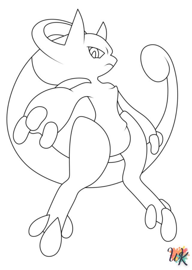 coloriage Mewtwo  à imprimer pour enfant de 3 ans