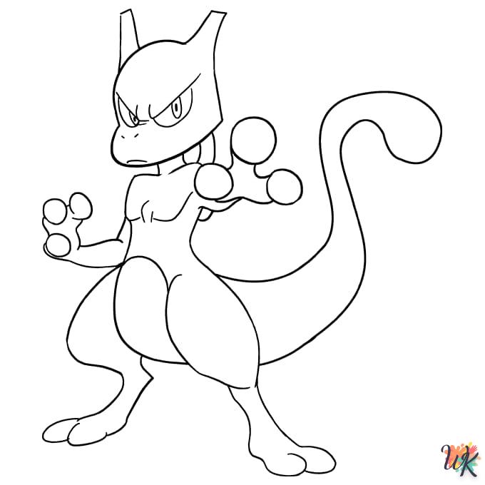 coloriage Mewtwo  enfant 8 ans a imprimer