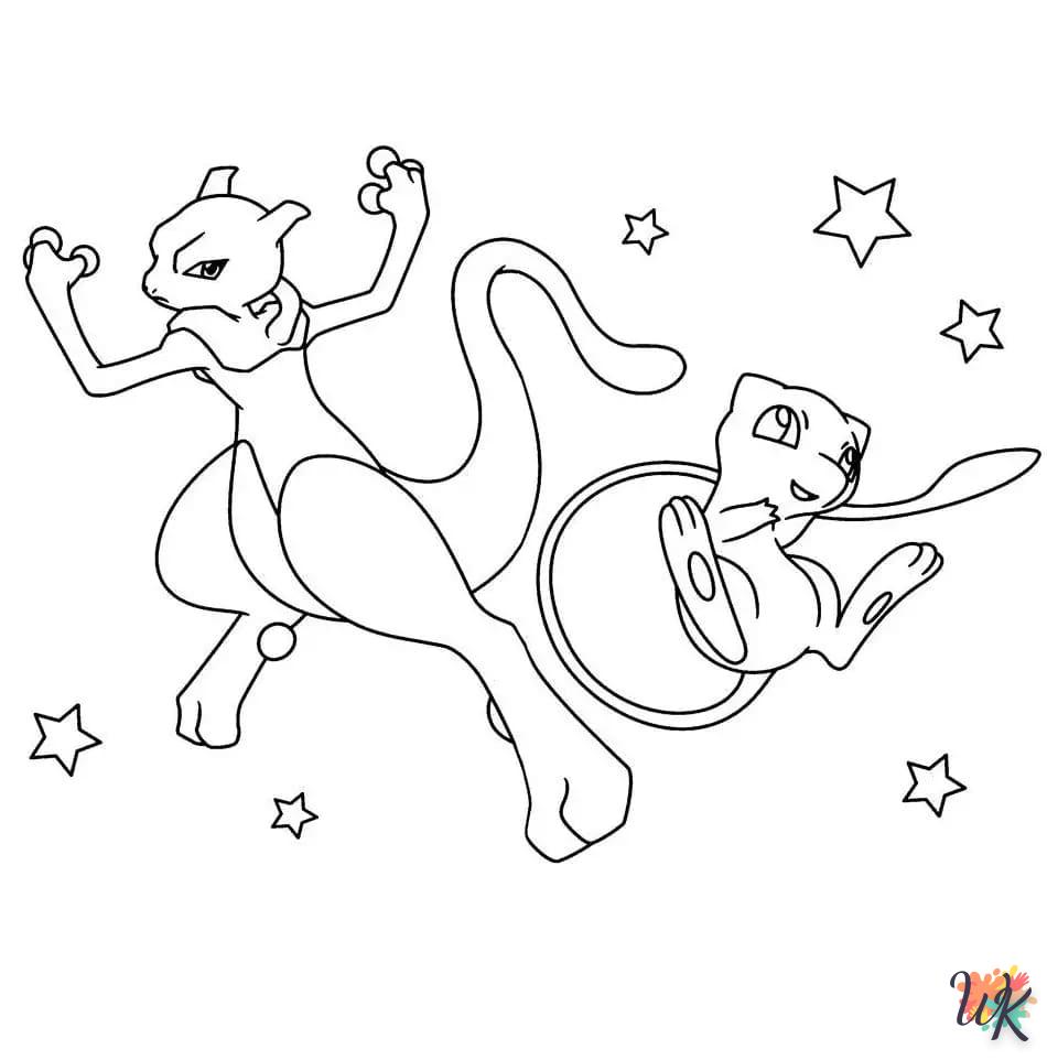 coloriage Mewtwo  à imprimer pour enfant de 4 ans